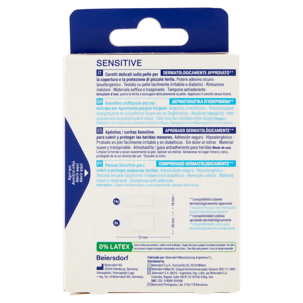 Hansaplast Sensitive 20 pz